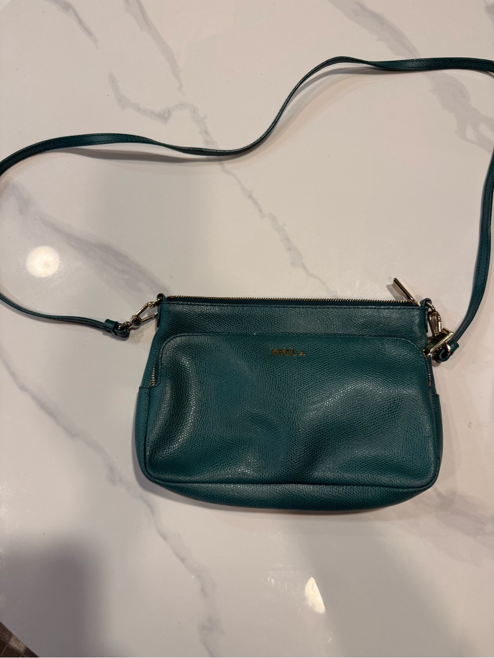 Furla Preowned Teal ( green) Leather Crossbody Bag